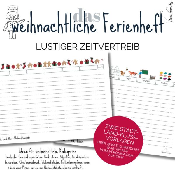 Hol dir das lustige Ferienheft für die Weihnachtsferien für Vor- und Volksschulkinder.