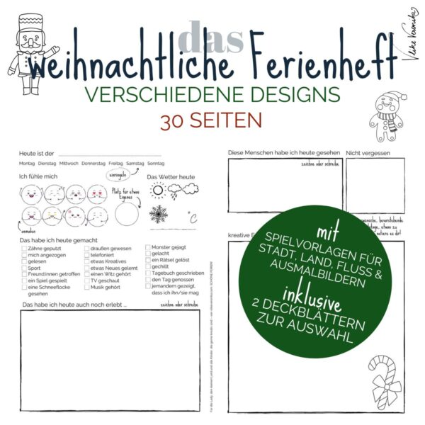 Hol dir das 40-seitige Ferienheft für Weihnachten als PDF zum Ausdrucken.